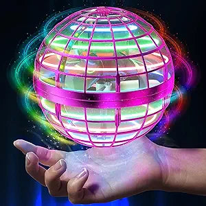 AMERFIST 2024 Flying Orb Ball Toy in Pink - Cosmic Globe Boomerang Hover Ball with RGB Lights, Hand Drone Orbit, Outdoor Toy for Kids & Teens